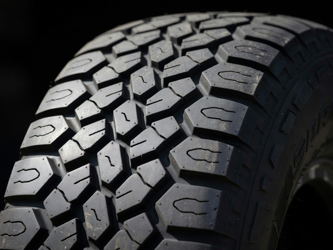 Detailed view of vehicle tyre tread