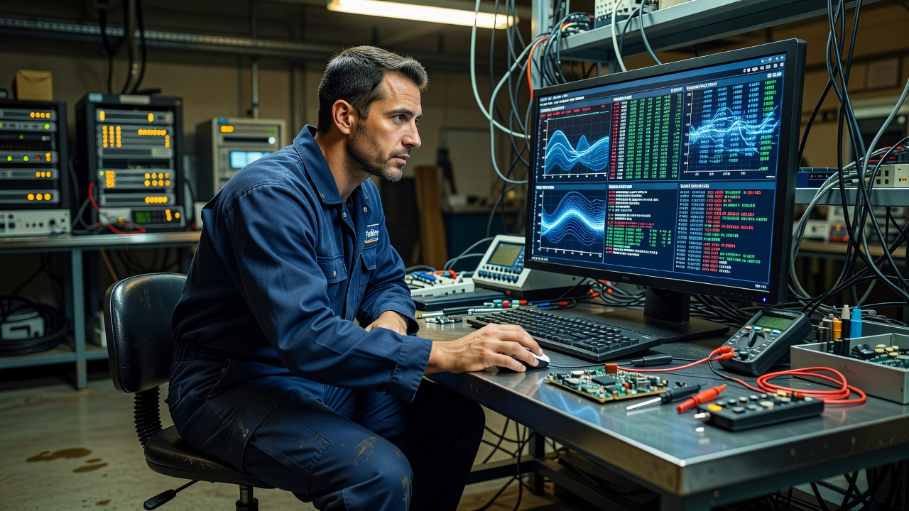 Technician looking at a diagnostic computer screen